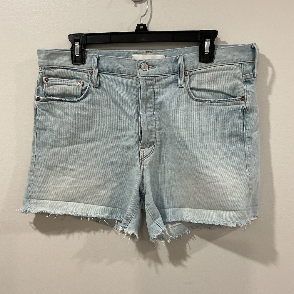 Mother The Proper Short in Hella Hot Light Blue Denim Size 29 Frayed Distressed